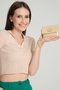 Zoozie Bags Cartera de Mujer de Piel PU Beige 9.5 x 2 x 10 cm